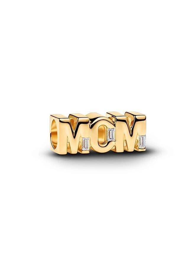 PANDORA MOM 14k gold-plated charm with clear cubic zirconia - Image 2
